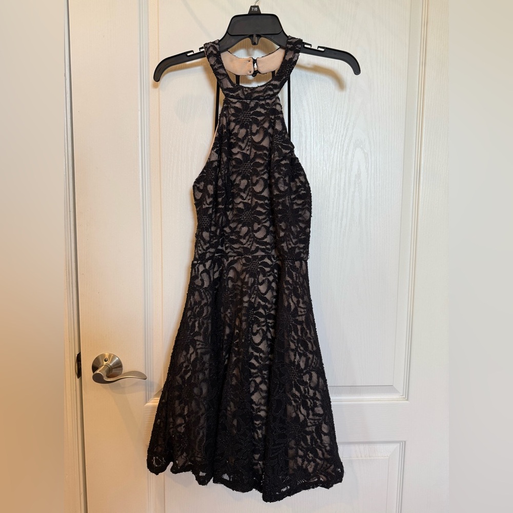 B Darlin Black Lace Backless Dress
